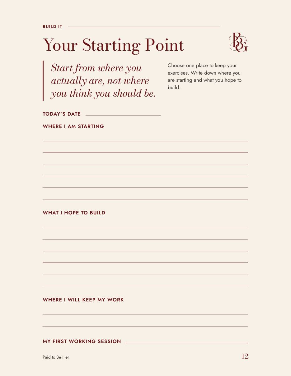 Page from Paid to Be Her, a workbook page